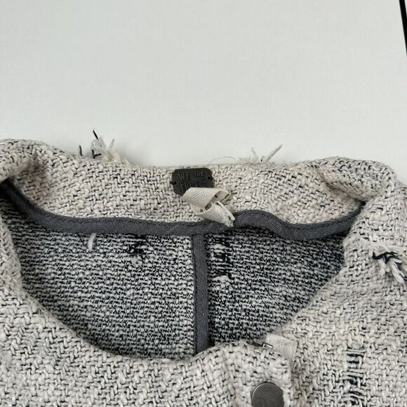 Free People We the Free Asymmetrical Cropped Tweed Jacket Womens Sz 8 - Picture 8 of 8